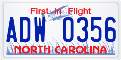 NC license plate ADW0356
