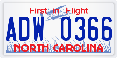 NC license plate ADW0366