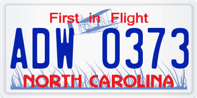 NC license plate ADW0373