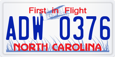 NC license plate ADW0376