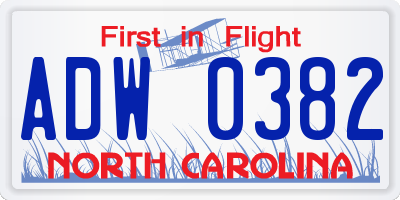 NC license plate ADW0382