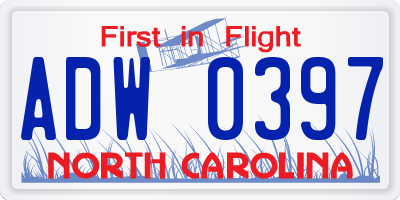 NC license plate ADW0397