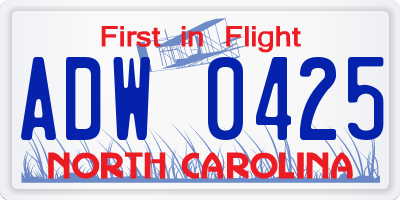 NC license plate ADW0425