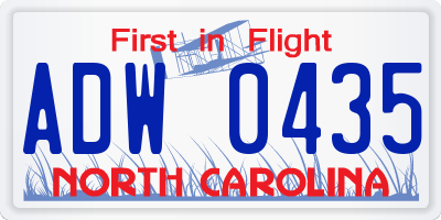 NC license plate ADW0435