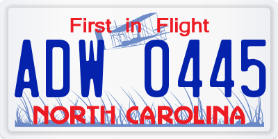 NC license plate ADW0445
