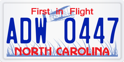 NC license plate ADW0447