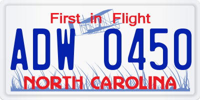 NC license plate ADW0450