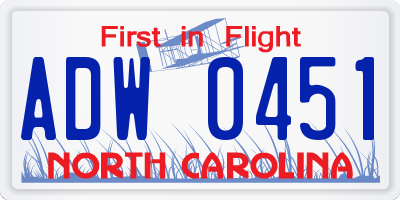 NC license plate ADW0451