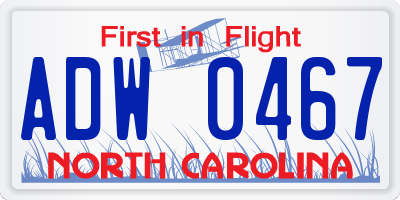 NC license plate ADW0467
