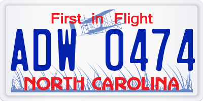 NC license plate ADW0474