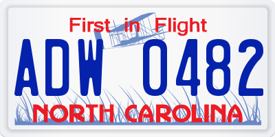 NC license plate ADW0482