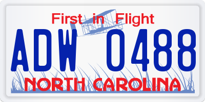 NC license plate ADW0488
