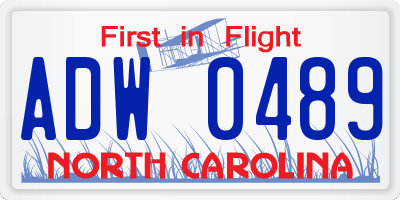 NC license plate ADW0489