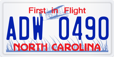 NC license plate ADW0490