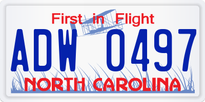 NC license plate ADW0497