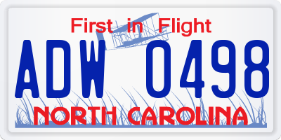 NC license plate ADW0498