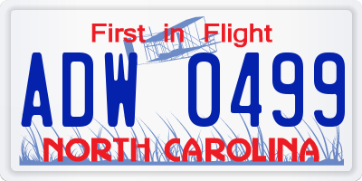 NC license plate ADW0499