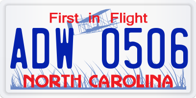 NC license plate ADW0506