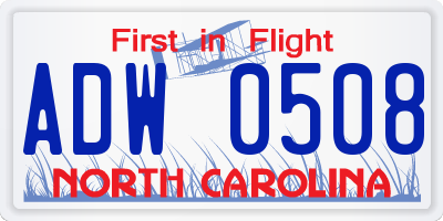 NC license plate ADW0508