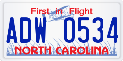 NC license plate ADW0534