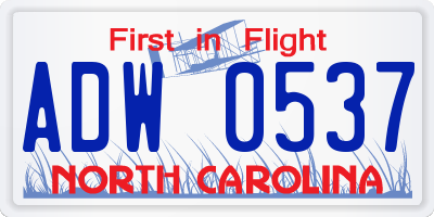 NC license plate ADW0537