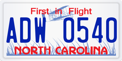 NC license plate ADW0540