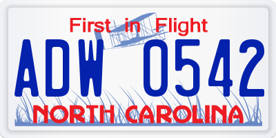 NC license plate ADW0542