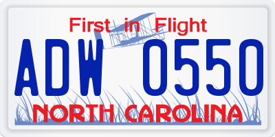 NC license plate ADW0550