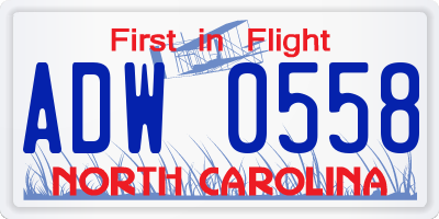 NC license plate ADW0558