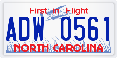 NC license plate ADW0561