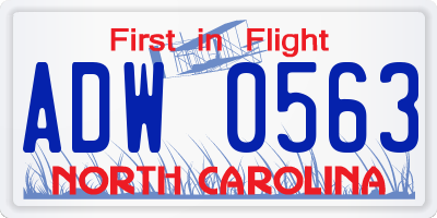 NC license plate ADW0563