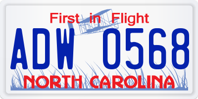 NC license plate ADW0568