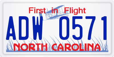 NC license plate ADW0571