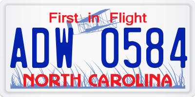 NC license plate ADW0584