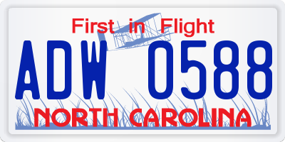 NC license plate ADW0588