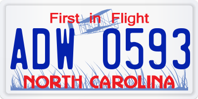 NC license plate ADW0593