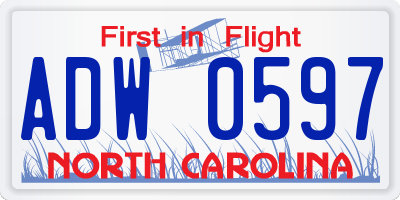 NC license plate ADW0597