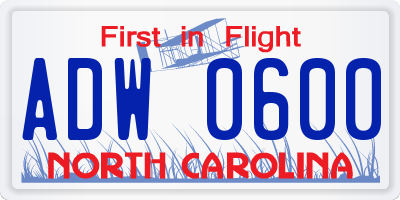 NC license plate ADW0600
