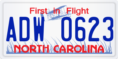 NC license plate ADW0623