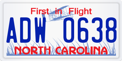 NC license plate ADW0638