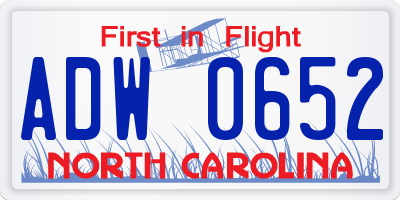 NC license plate ADW0652
