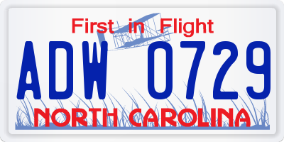 NC license plate ADW0729