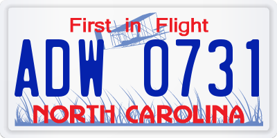 NC license plate ADW0731