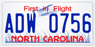 NC license plate ADW0756