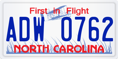 NC license plate ADW0762