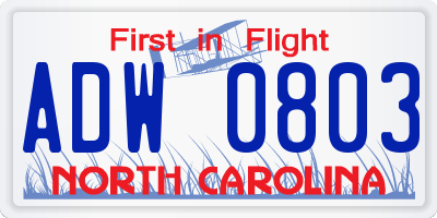 NC license plate ADW0803