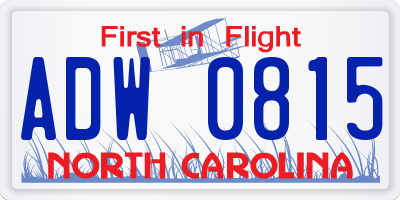 NC license plate ADW0815