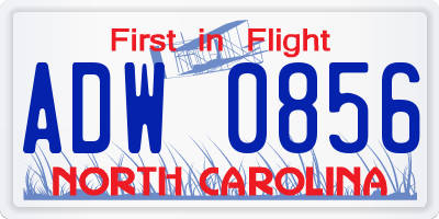 NC license plate ADW0856