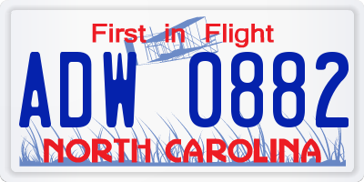 NC license plate ADW0882