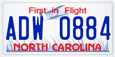 NC license plate ADW0884